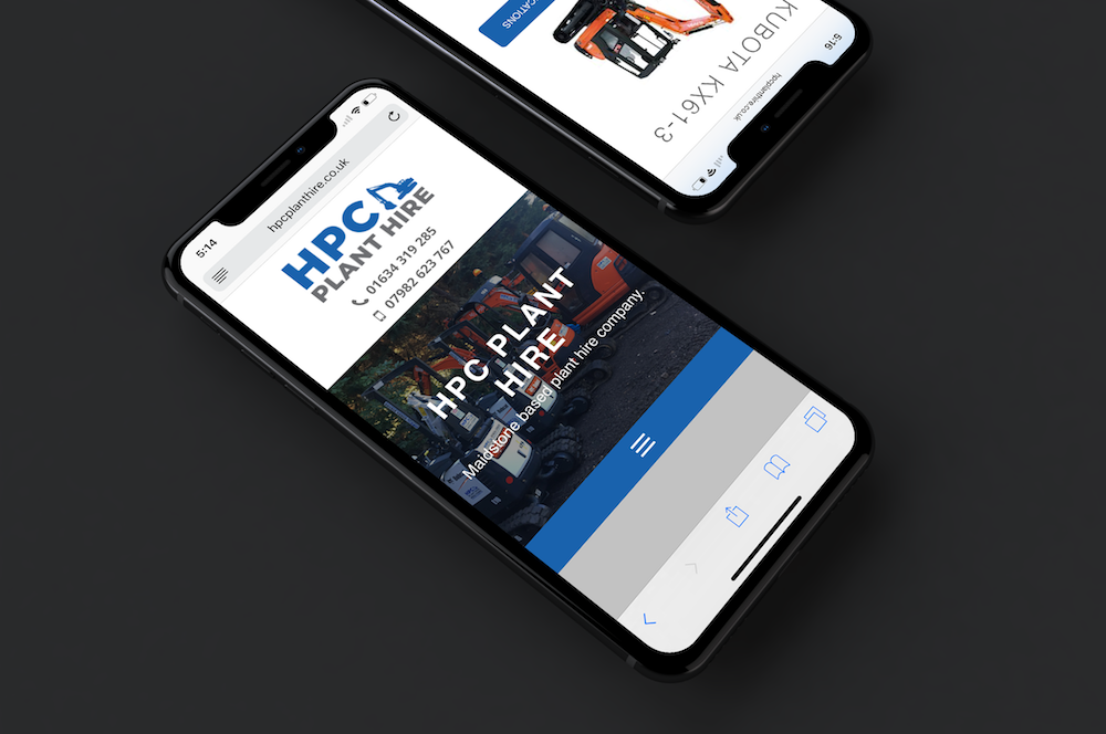 HPC plant hire website on iPhone X
