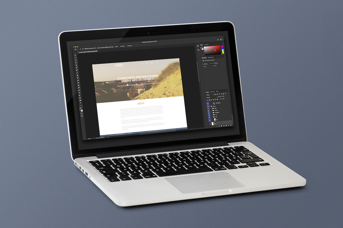 Generic website template on photoshop